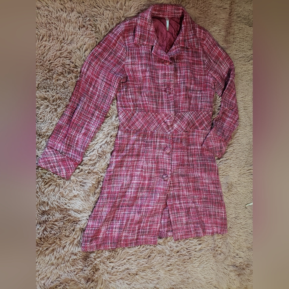 Vintage Pink button up trench coat